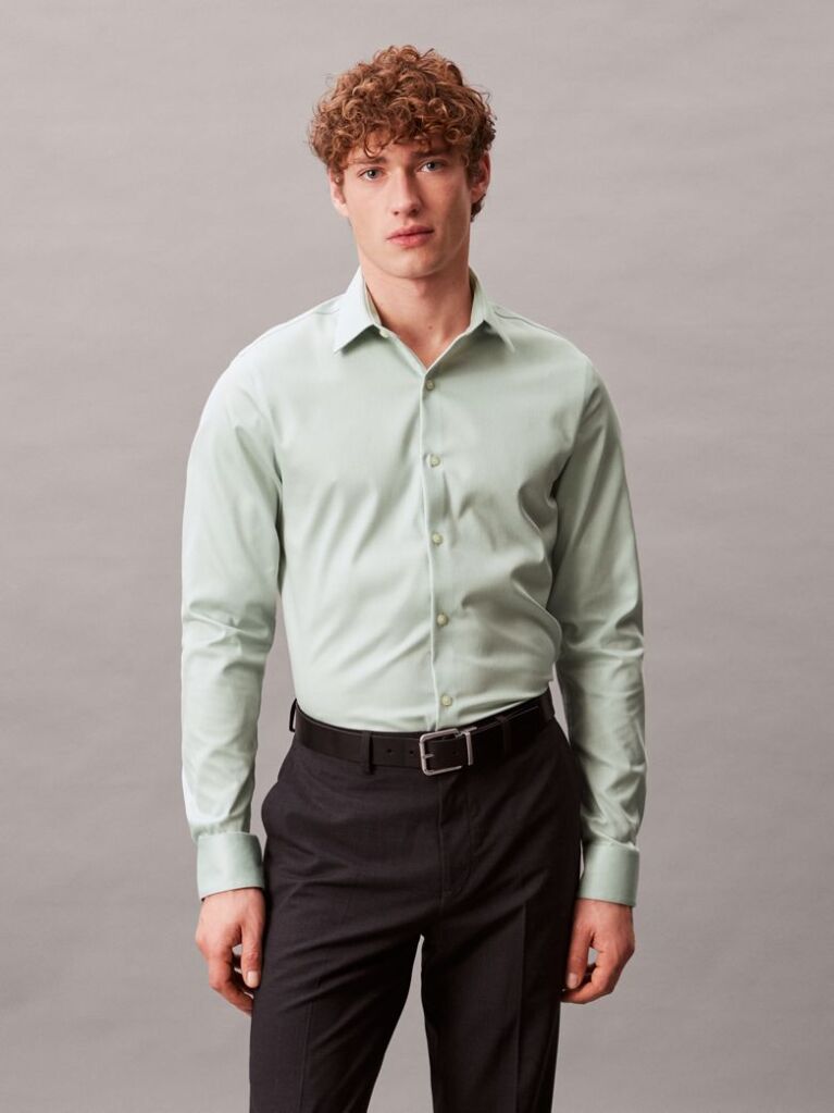 Green Slim Shirt  Men