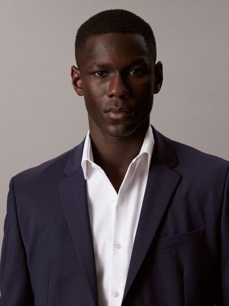 White Slim Cotton Stretch Collar Shirt  Men