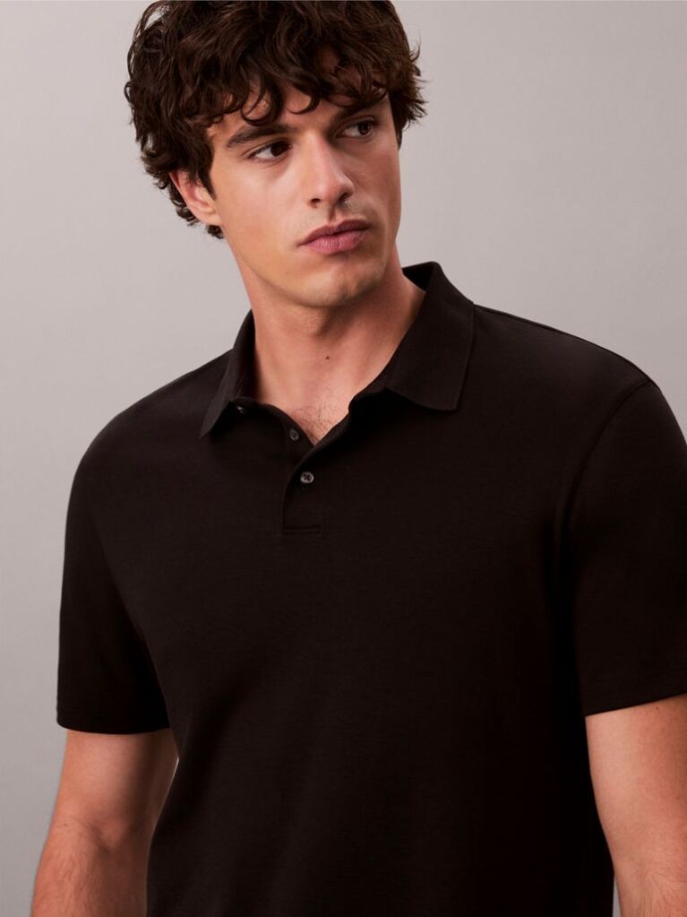 Black Supima Cotton Polo Shirt  Men