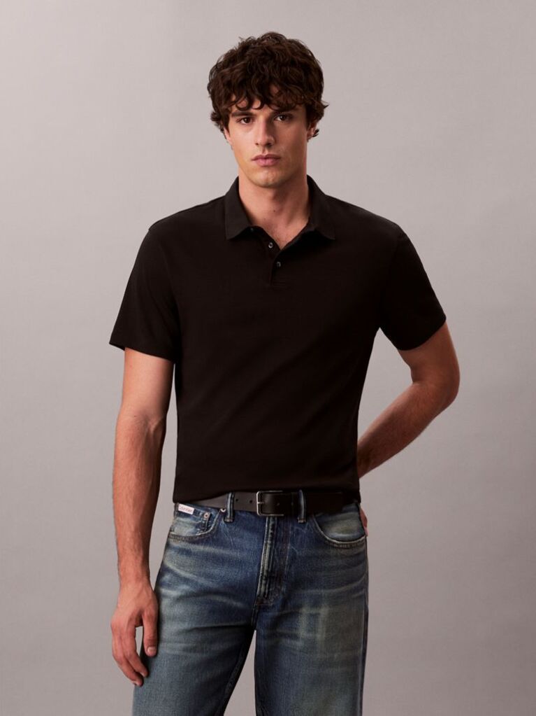 Black Supima Cotton Polo Shirt  Men