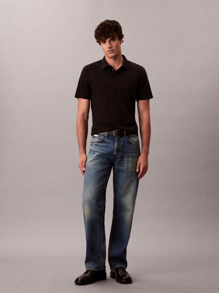 Black Supima Cotton Polo Shirt  Men