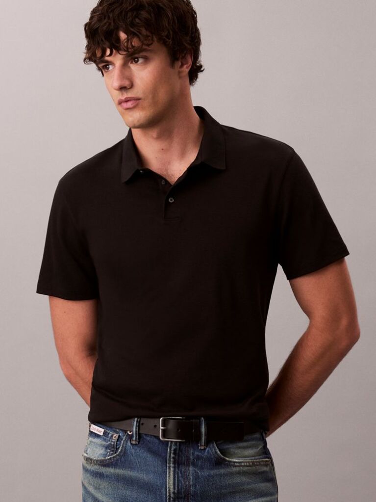 Black Supima Cotton Polo Shirt  Men