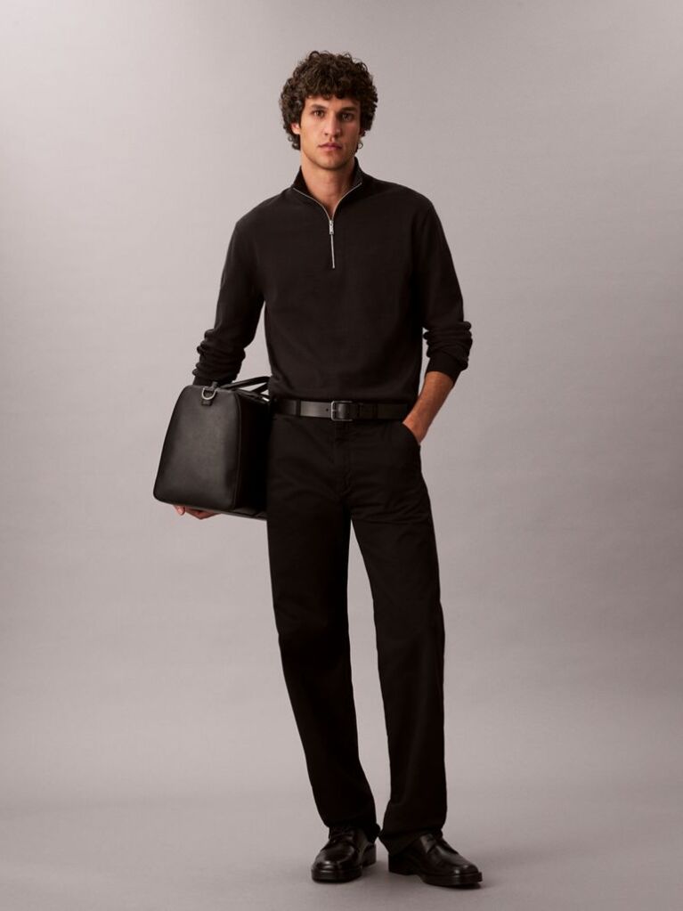 Black Quarter Zip Jumper  Men