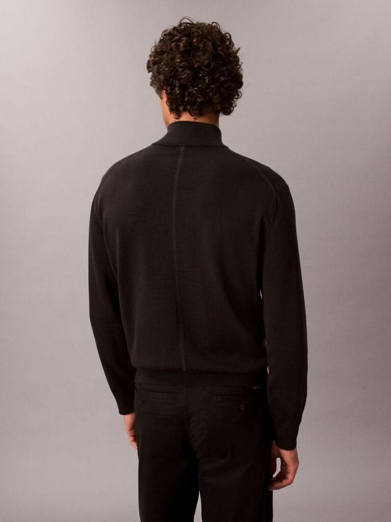 Black Quarter Zip Jumper  Men