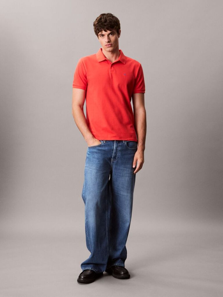 Κόκκινο Polo T-Shirt Από Βαμβάκι Πικέ  Άνδρας