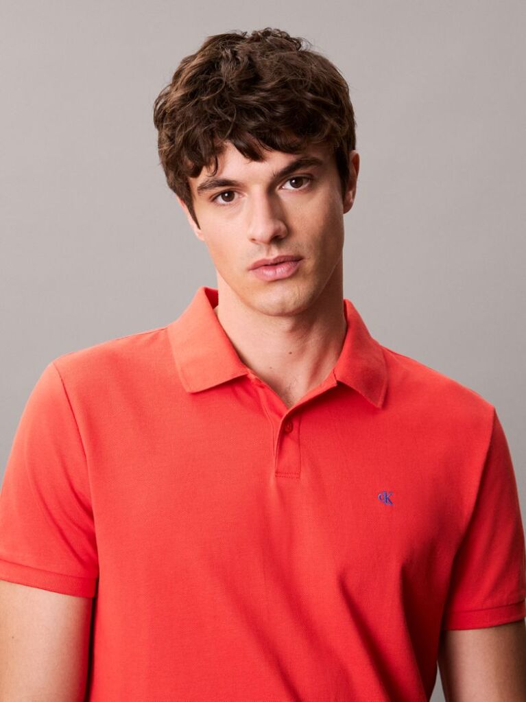 Κόκκινο Polo T-Shirt Από Βαμβάκι Πικέ  Άνδρας