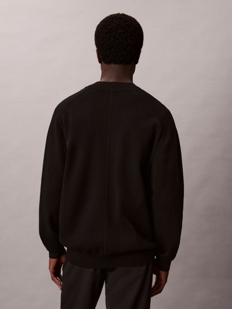 Black Long Sleeve Tech Knit Bomber  Men