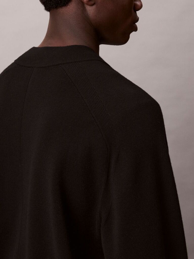 Black Long Sleeve Tech Knit Bomber  Men