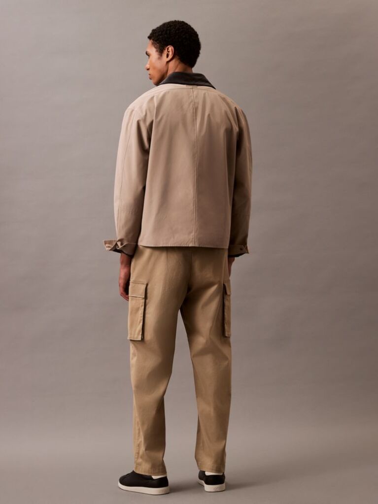 Khaki Straight Cotton Cargo Pants  Men
