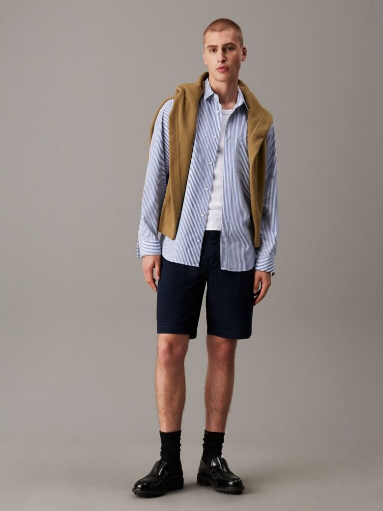 Blue Soft Twill Chino Shorts  Men