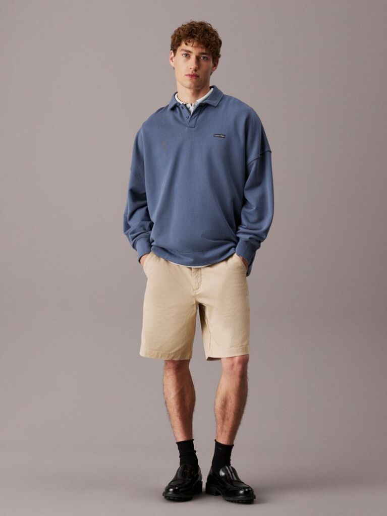 Beige Soft Twill Chino Shorts  Men