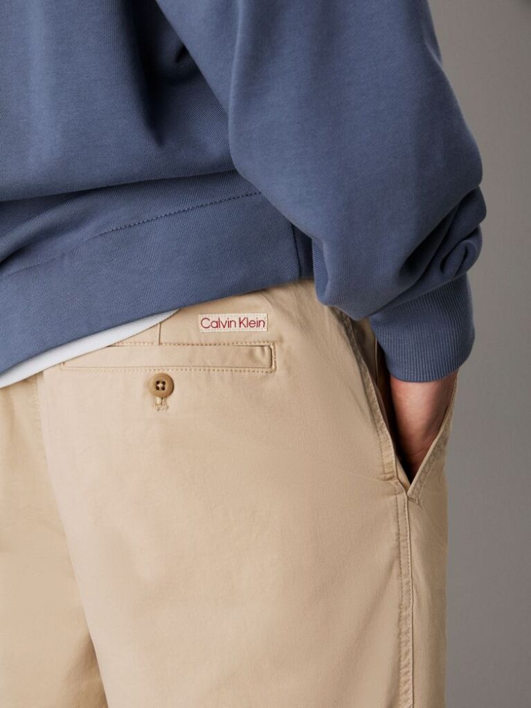 Beige Soft Twill Chino Shorts  Men