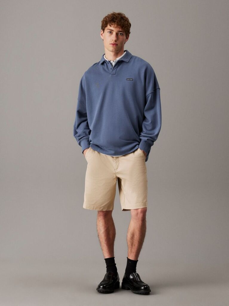 Beige Soft Twill Chino Shorts  Men
