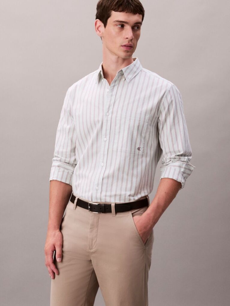 Khaki Cotton Signature Slim Chino Trousers  Men