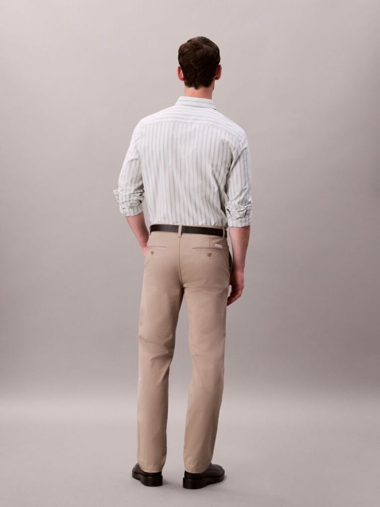 Khaki Cotton Signature Slim Chino Trousers  Men