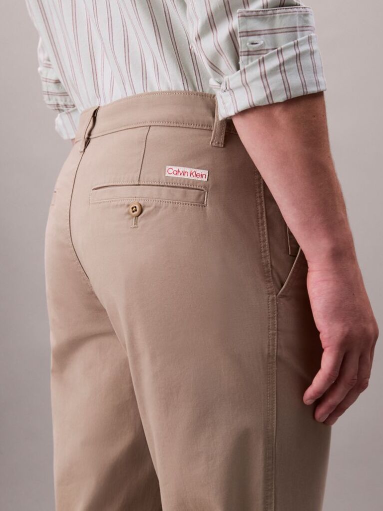 Khaki Cotton Signature Slim Chino Trousers  Men