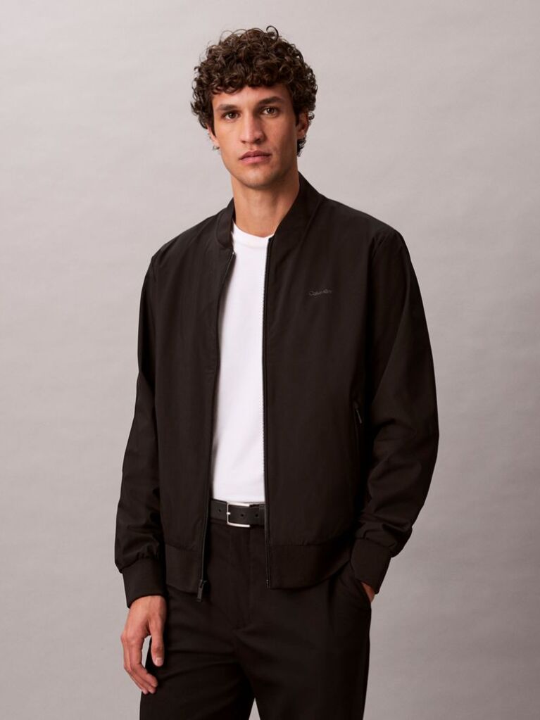 Black Relaxed Bomber Jacket  Men