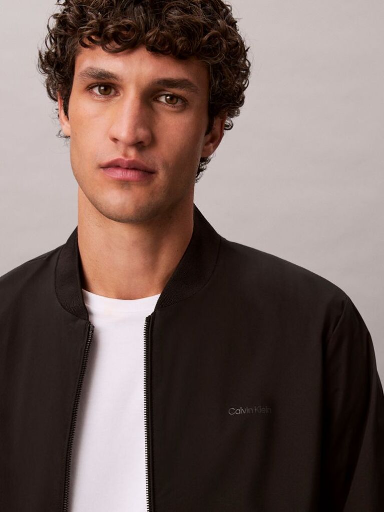 Black Relaxed Bomber Jacket  Men