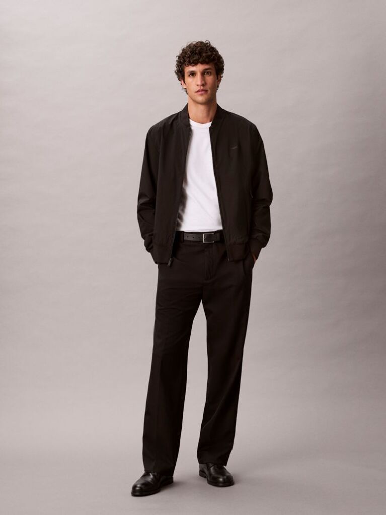 Black Relaxed Bomber Jacket  Men
