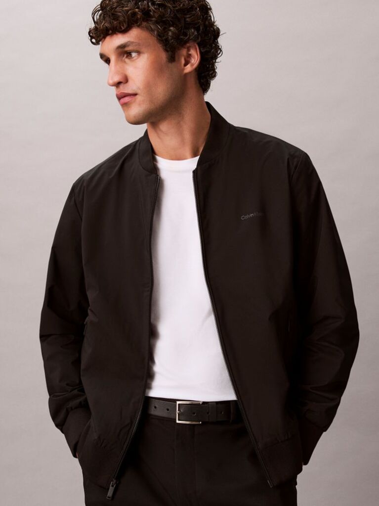 Black Relaxed Bomber Jacket  Men