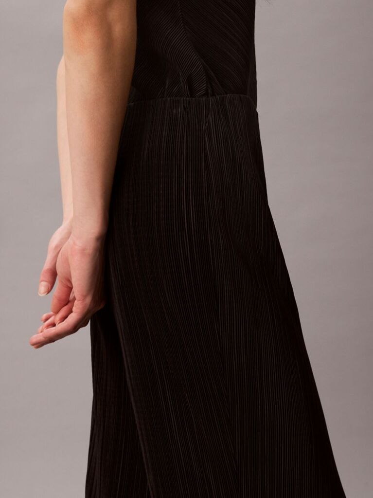 Black Plisse Pull On Trousers  Women