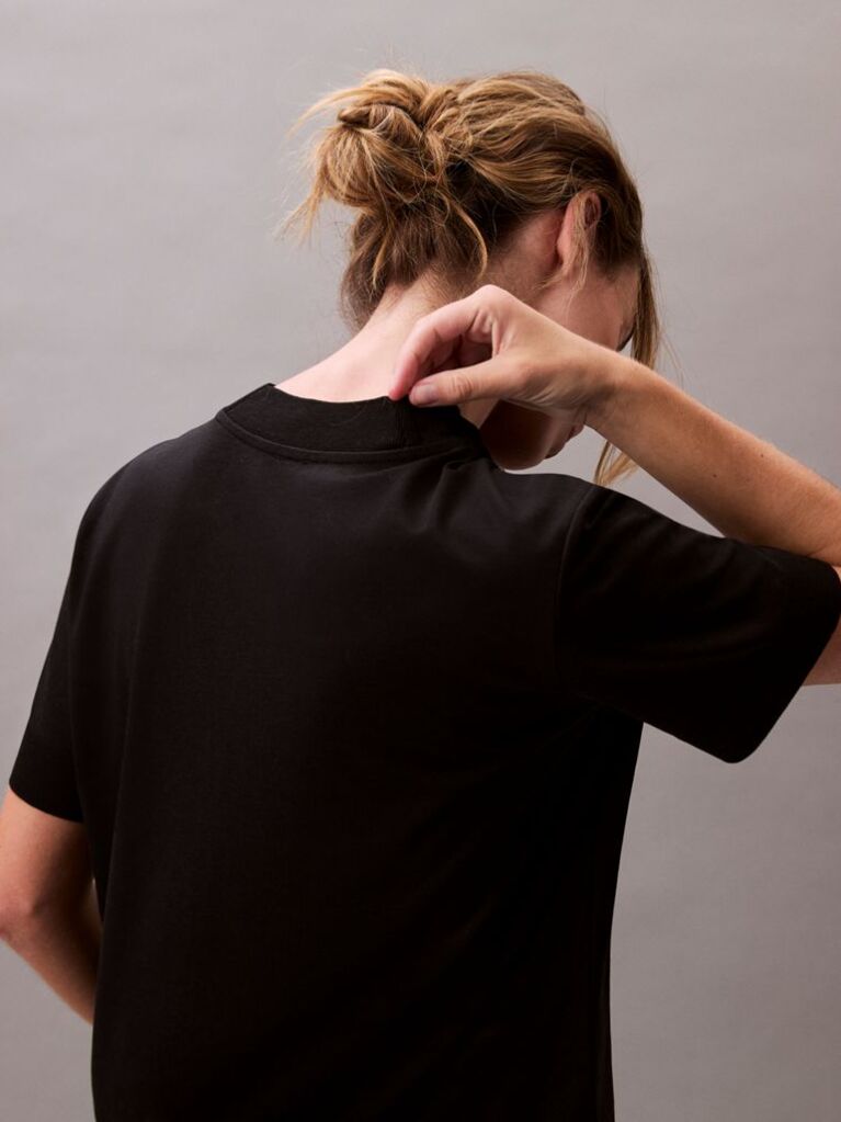 Black Lyocell Mock Neck T-Shirt  Women