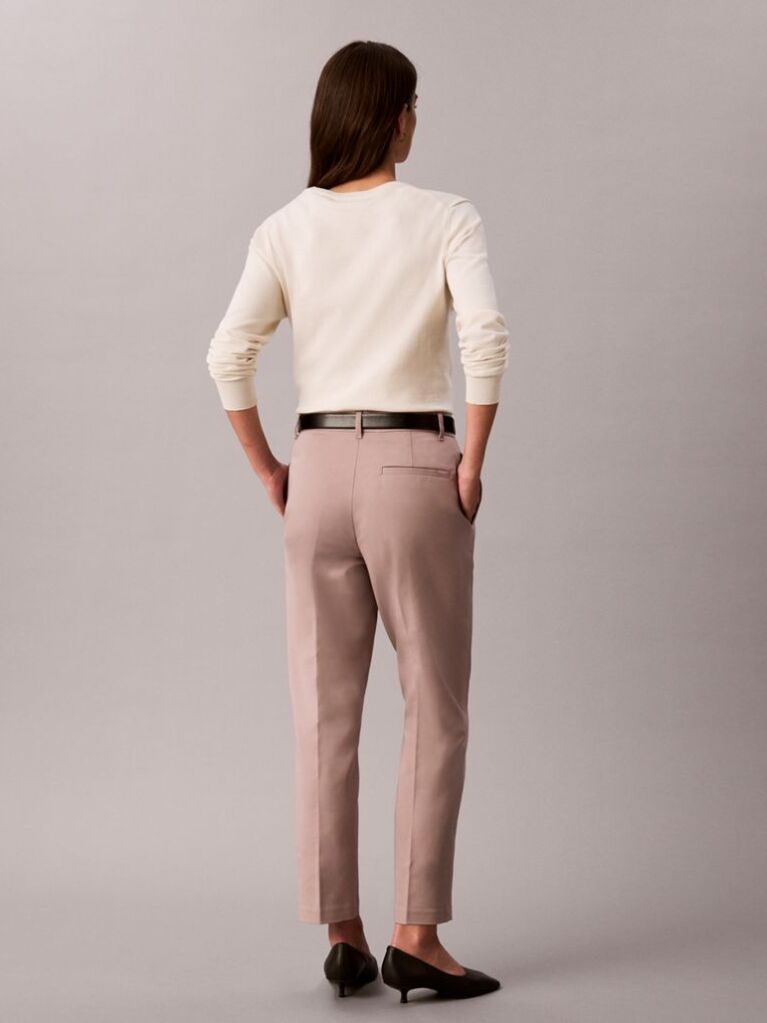 Pink Cotton Stretch Straight Fit Chino Pants  Women