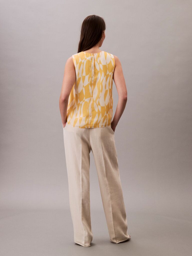 Orange Sleeveless Chiffon Top  Women