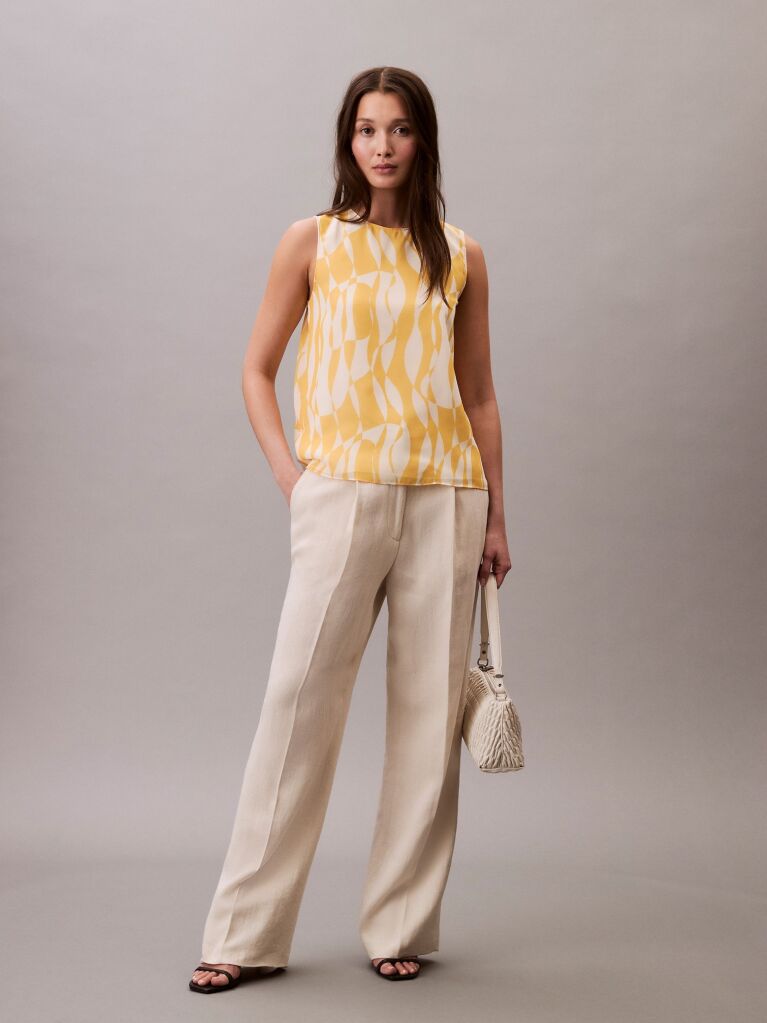 Orange Sleeveless Chiffon Top  Women