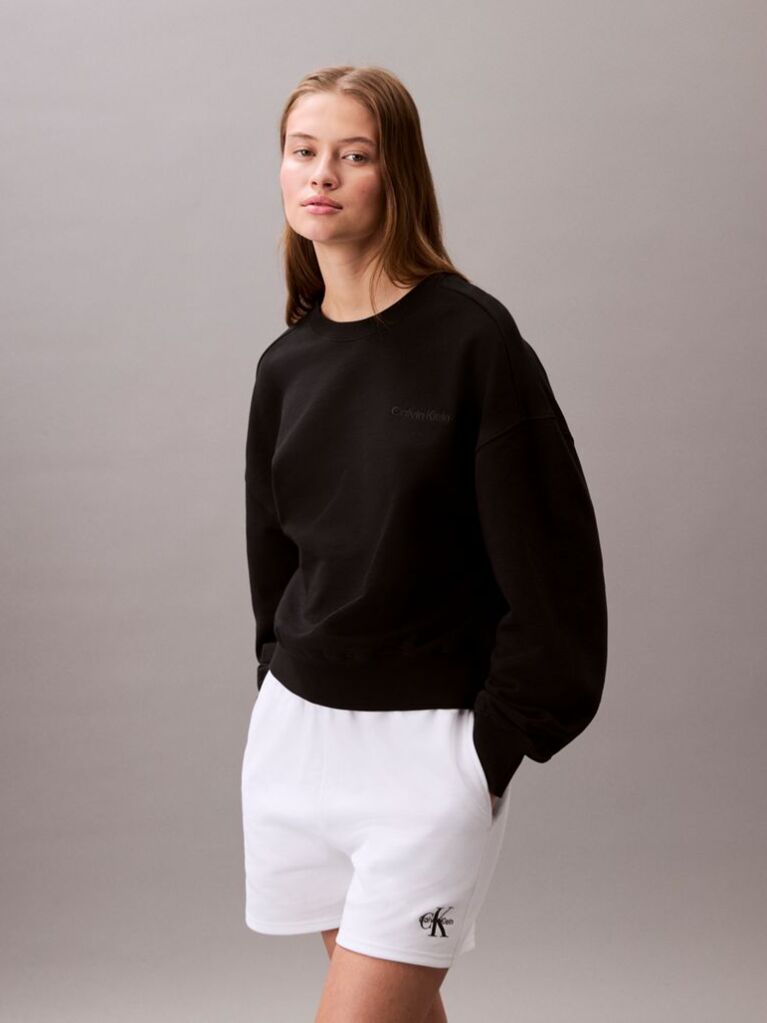 Black Cotton Terry Sweatshirt  Women