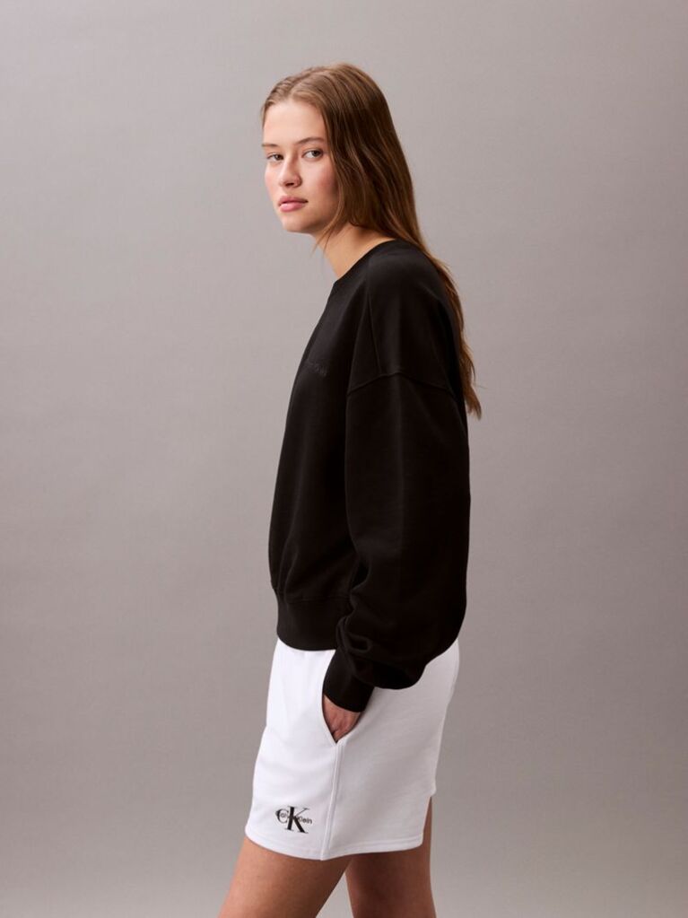Black Cotton Terry Sweatshirt  Women