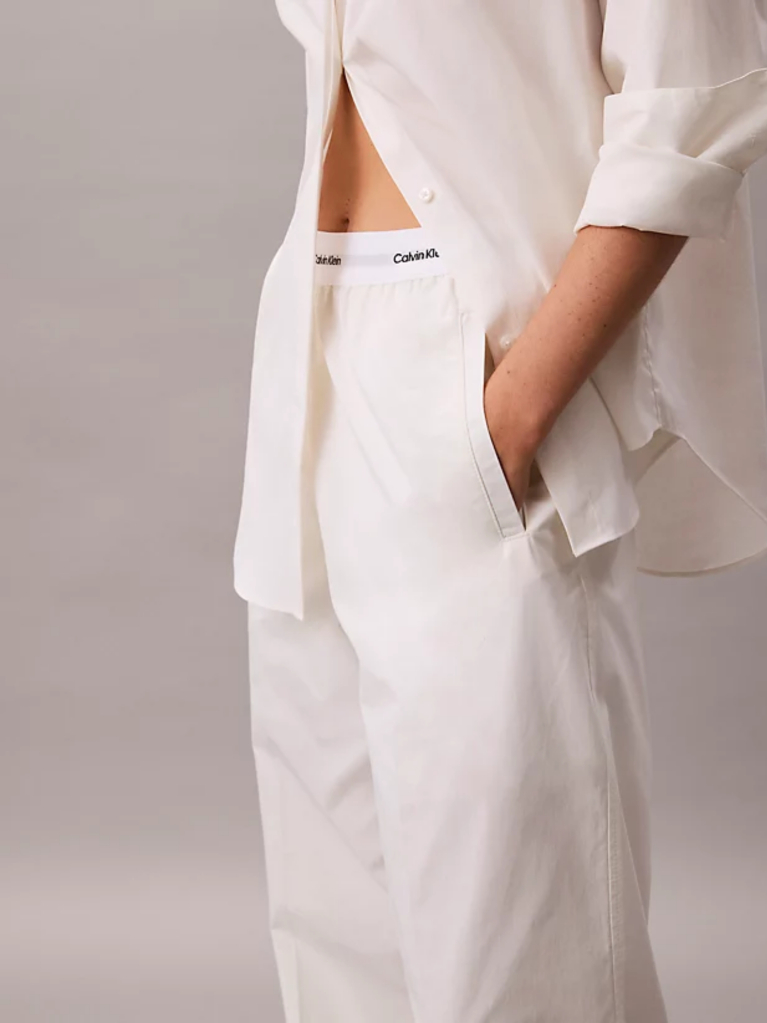 White Cotton Relaxed Pants  Women