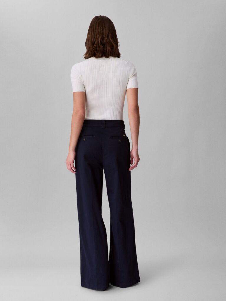 Blue Relaxed Straight Chino Trousers  Women