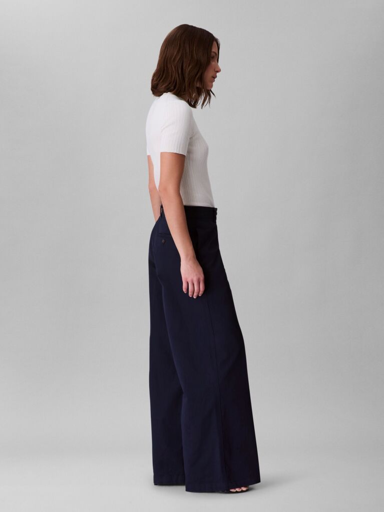 Blue Relaxed Straight Chino Trousers  Women