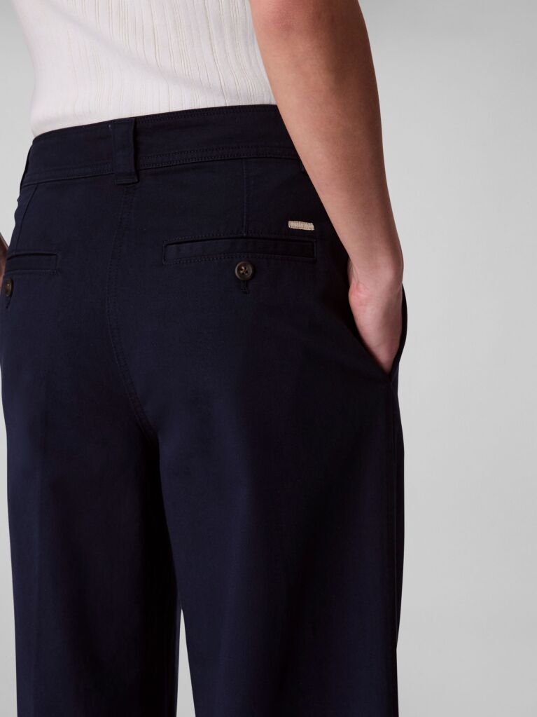 Blue Relaxed Straight Chino Trousers  Women