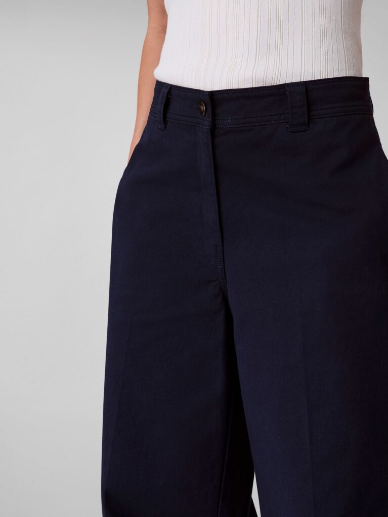 Blue Relaxed Straight Chino Trousers  Women