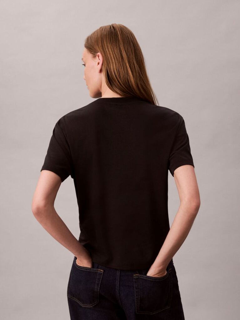 Black Short Sleeve Supima Jersey Logo T-Shirt  Women