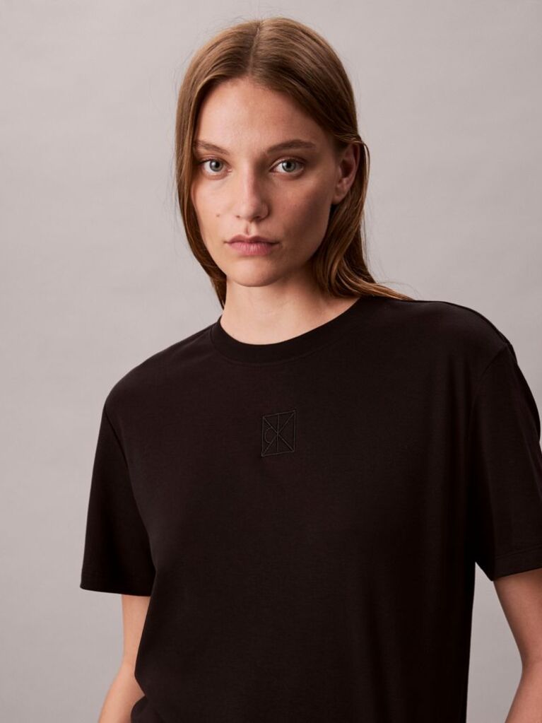 Black Short Sleeve Supima Jersey Logo T-Shirt  Women