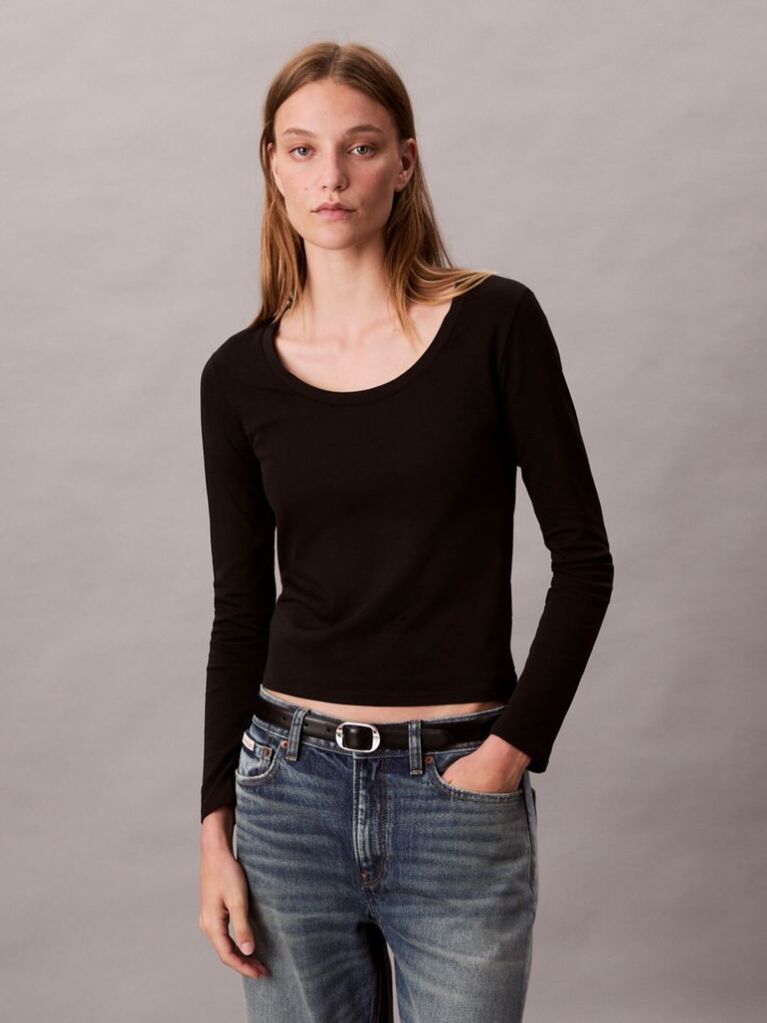 Black Scoop Neck Top  Women