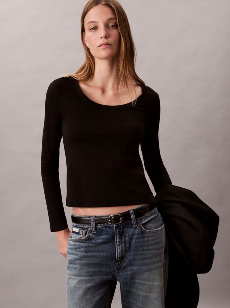 Black Scoop Neck Top  Women