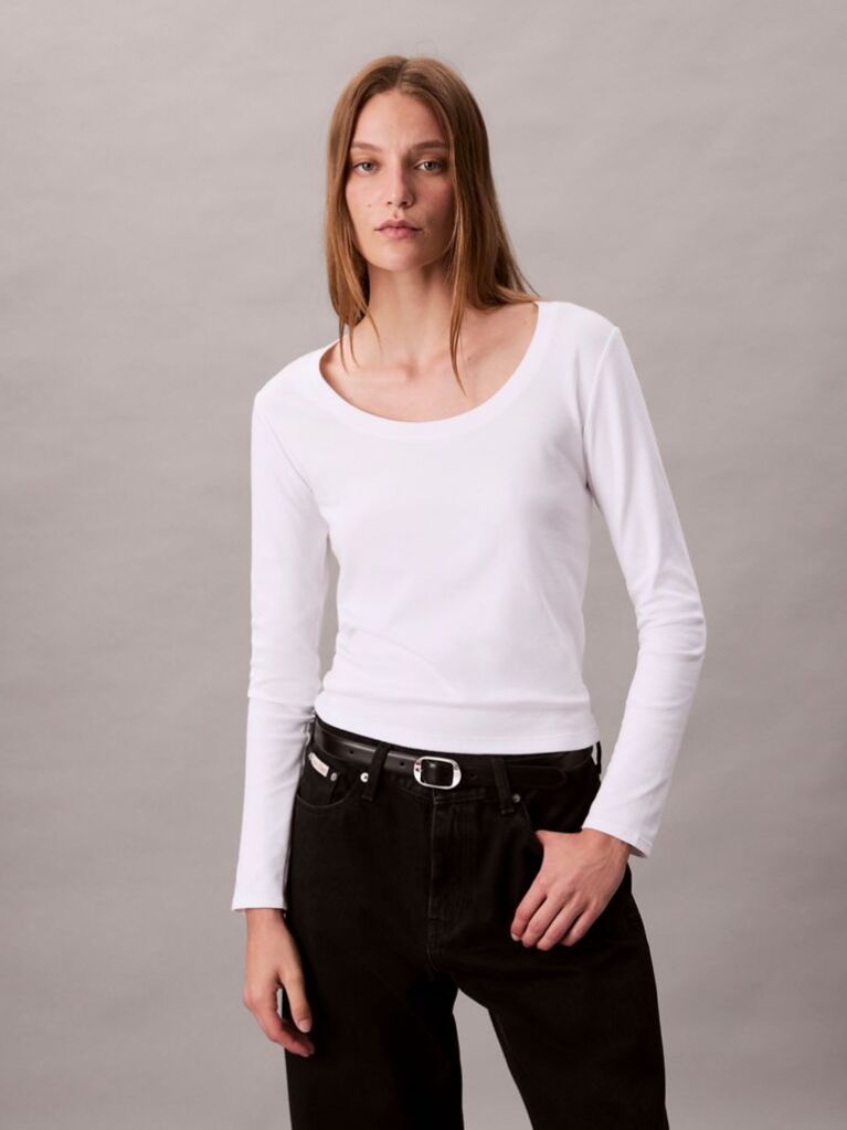 White Scoop Neck Top  Women