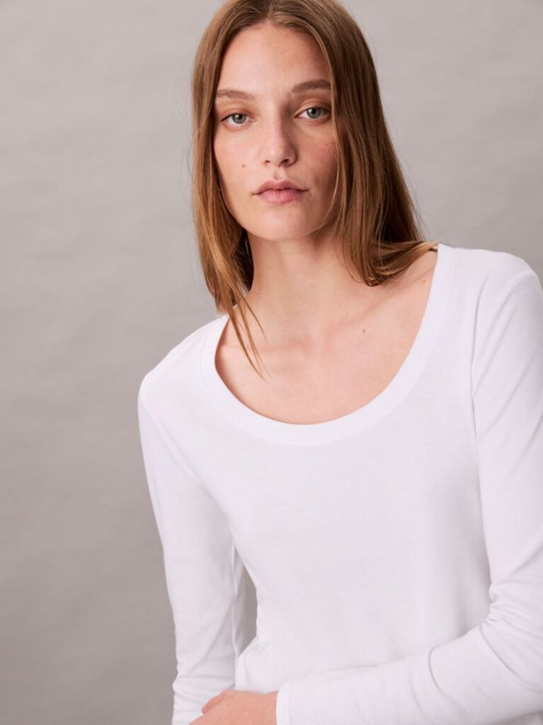 White Scoop Neck Top  Women