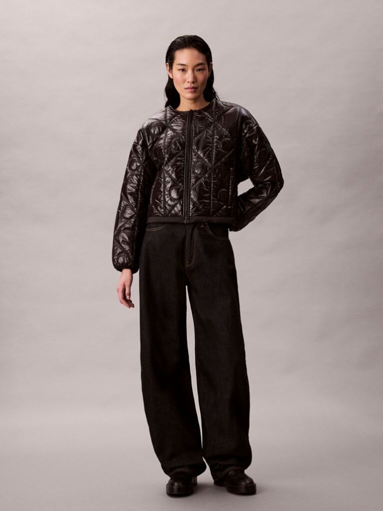 Black Reversible Logo Quilted Jacket  Women