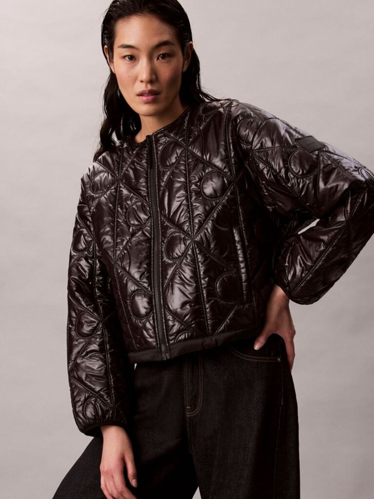 Black Reversible Logo Quilted Jacket  Women