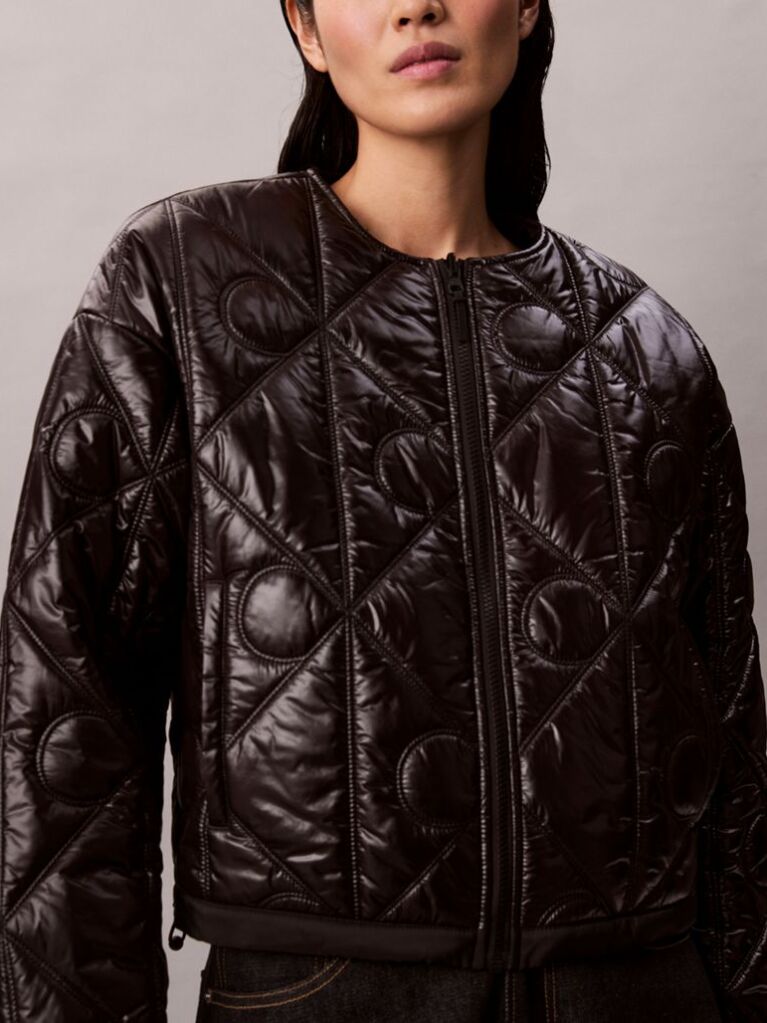 Black Reversible Logo Quilted Jacket  Women