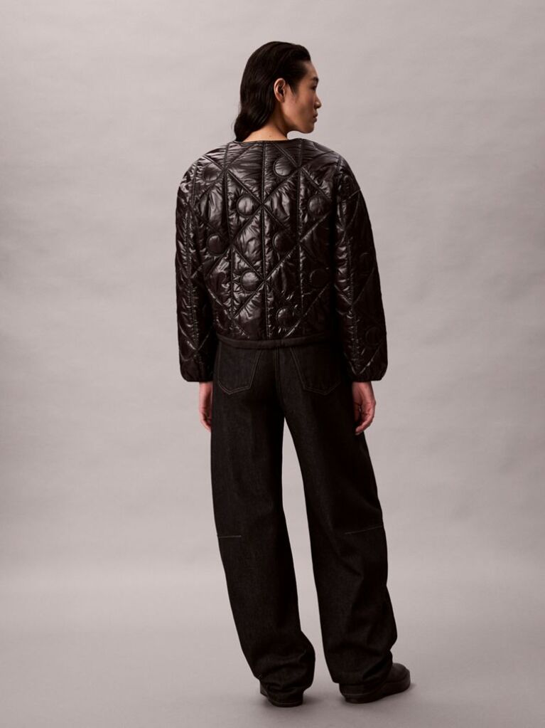 Black Reversible Logo Quilted Jacket  Women
