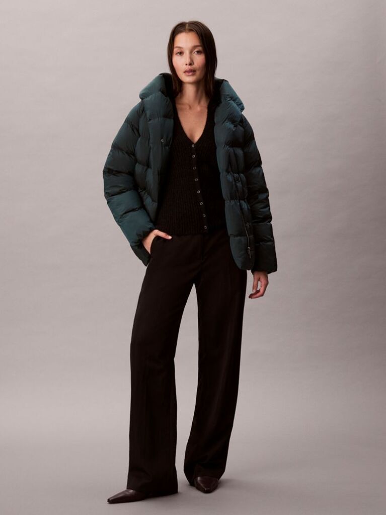 Green Shine Wrap Puffer Jacket  Women