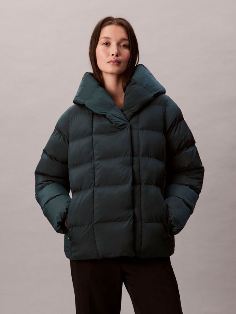 Green Shine Wrap Puffer Jacket  Women
