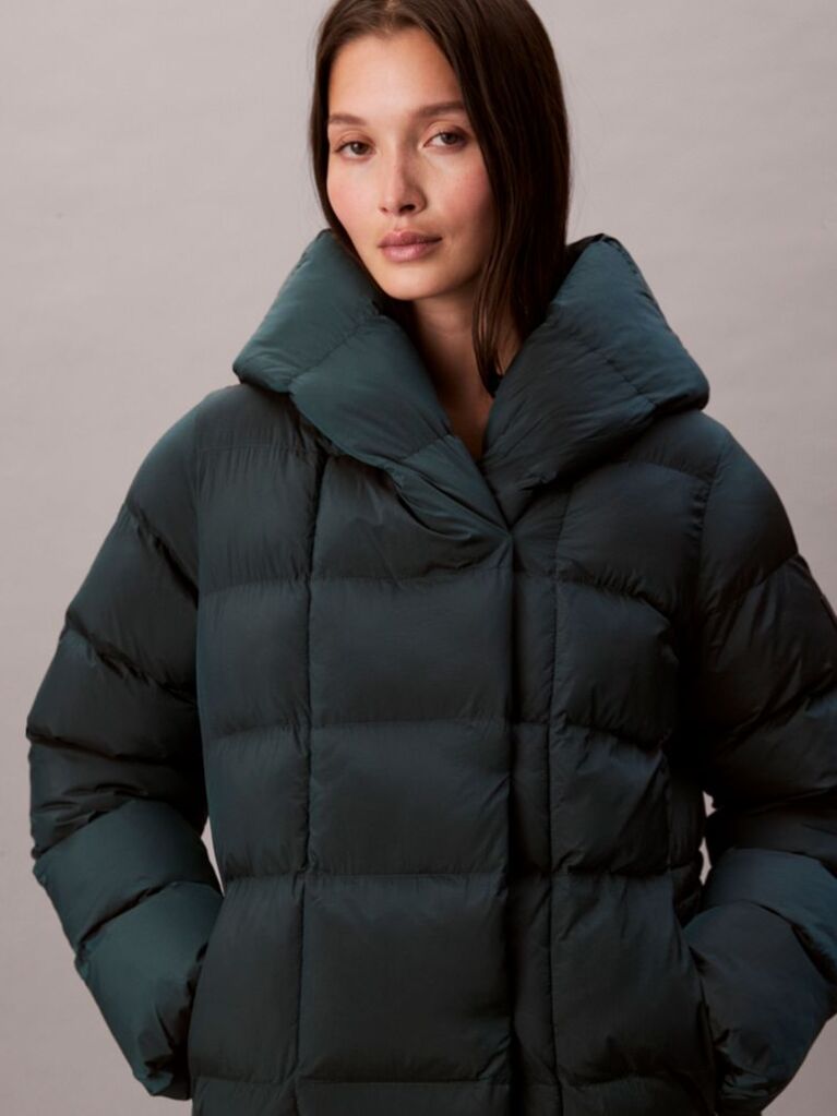 Green Shine Wrap Puffer Jacket  Women