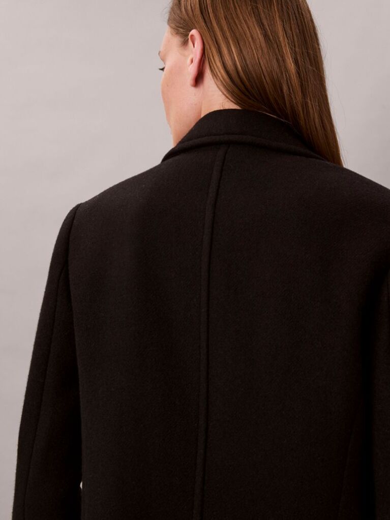 Black Wool Blend Tailored Coat  Women
